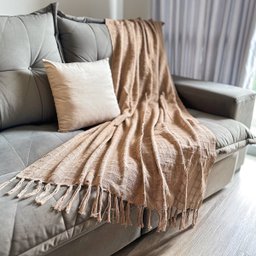 Manta para Sofa Algodao Diversas Cores 1.40 X 1.20m - Bege Escuro - 2