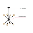 Ver imagem 4 de Lustre Pendente Sputnik Preto para 8 Lâmpadas Moderno Luxo Inl74