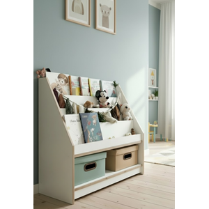 Estante Expositor de Livros Livreiro Infantil Branco de Mdf Montessori-dumbo
