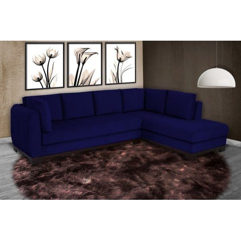 Sofá Dumont 290x230 Tecido Veludo Molhado Azul