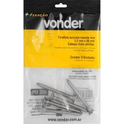 Parafuso Autoatarraxante Inox 5,5x50,0mm Phillips Vonder - 3