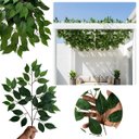 Ver imagem 1 de Kit com 20 Galhos Folhagem Fícus Artificial Verde Realista para Decoração Interna
