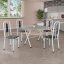 Ver imagem 1 de Conjunto de Mesa Tubular 100x60cm Tampo em Granito com 4 Cadeiras Lívia Branco/Preto Floral