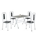 Ver imagem 2 de Conjunto de Mesa Tubular 100x60cm Tampo em Granito com 4 Cadeiras Lívia Branco/Preto Floral