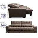 Ver imagem 2 de Sofá Retrátil e Reclinável 2,52m Molas Ensacadas Cama inBox Brasil Velusoft Castor