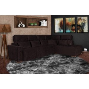 Ferrara Retrátil e Reclinável 3,00M x 2,30M Veludo Molhado Marrom