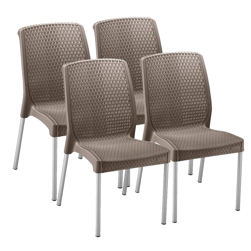 Conjunto 04 Cadeiras sem Braços Shia Mocca Rimax - 1