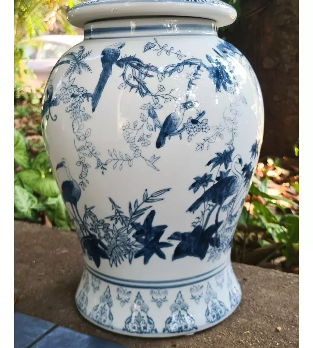 Vaso Decorativo Porcelana Azul e Branca 49x25 - 3