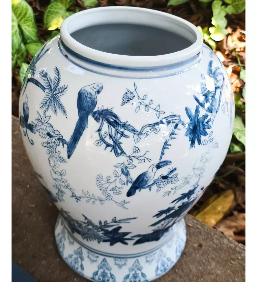 Vaso Decorativo Porcelana Azul e Branca 49x25 - 5