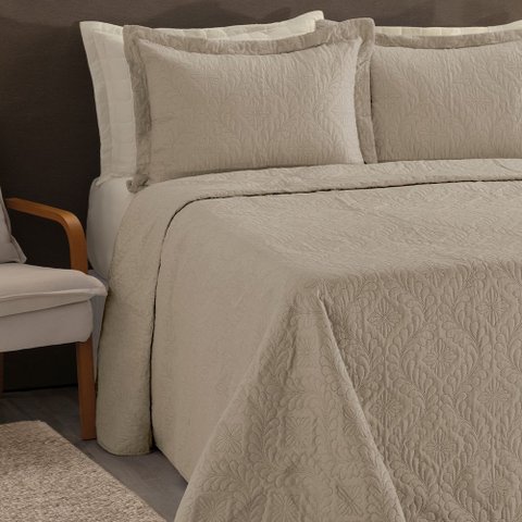Kit Cobre Leito Colcha Casal Liso Porcelana - Colore - 2,20x2,40m