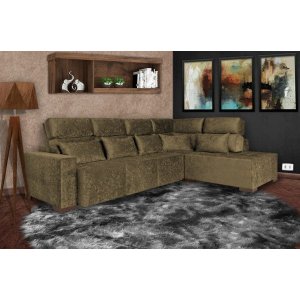 Ferrara Retratil Reclinavel 3,00mX2,30MsuedAmassado Cappuccino