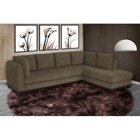 Sofá Dumont 290x230 Tecido Veludo Molhado Cappuccino