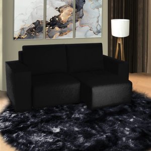 Sofá Menphis 2,50M Tecido Suede Animale Preto