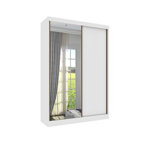 Guarda Roupa Solteiro 2 Portas Correr Com Espelho Roma Tcil Tcil Móveis Branco Neve