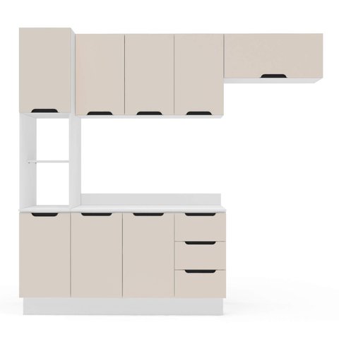 Armário de Cozinha Modulada Completa 4 Peças 240cm com Tampo 250072 Meena Politorno Móveis