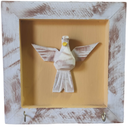 Ver imagem 1 de Quadro Fundo Amarelo 15 Cm em Madeira com Pomba Entalhada
