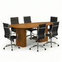 Ver imagem 2 de Kit 7 Peças com Mesa de Reunião com Tampo Orgânico e 6 Cadeiras com Rodízio Florença Espresso Móveis