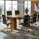 Ver imagem 1 de Kit 7 Peças com Mesa de Reunião com Tampo Orgânico e 6 Cadeiras com Rodízio Florença Espresso Móveis