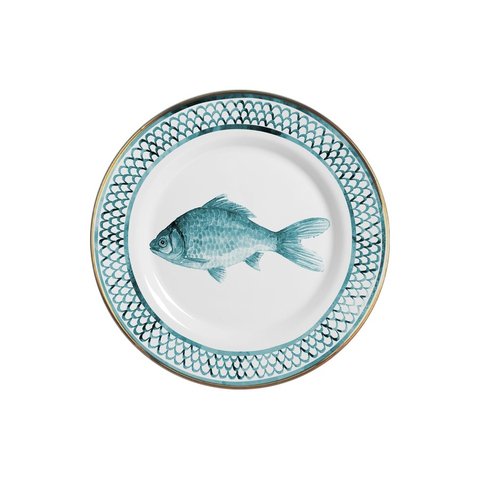 Conjunto com 6 Pratos de Sobremesa Riviera Peixe Ø21cm Alleanza Cerâmica