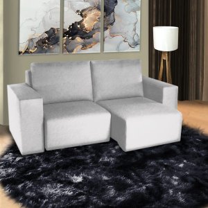 Sofá Menphis 2,50M Tecido Suede Animale Branco