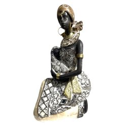 Escultura Decorativa de Luxo Mãe Familia Africana Filhos Espressione Escultura Decorativa Mulher Neg - 3