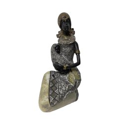 Escultura Decorativa de Luxo Mãe Familia Africana Filhos Espressione Escultura Decorativa Mulher Neg - 4