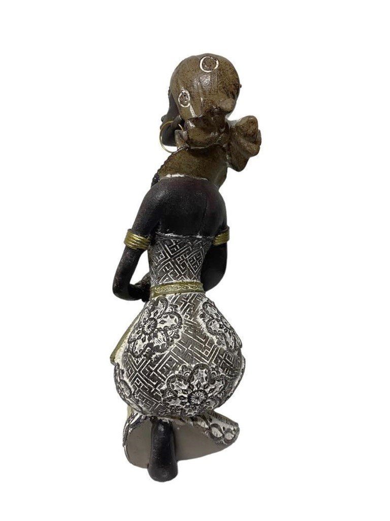 Escultura Decorativa de Luxo Mãe Familia Africana Filhos Espressione Escultura Decorativa Mulher Neg - 2
