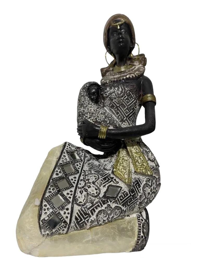 Escultura Decorativa de Luxo Mãe Familia Africana Filhos Espressione Escultura Decorativa Mulher Neg - 7