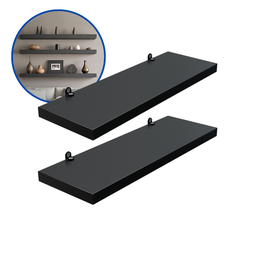 Kit 2 Prateleira Preta 30X10 + Suporte Flutuante Mdf  Organizadora Decoração Cozinha Banheiro Sala - 2
