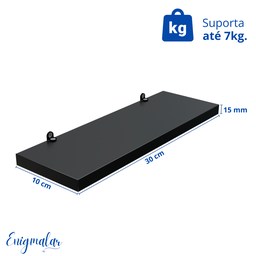 Kit 2 Prateleira Preta 30X10 + Suporte Flutuante Mdf  Organizadora Decoração Cozinha Banheiro Sala - 4