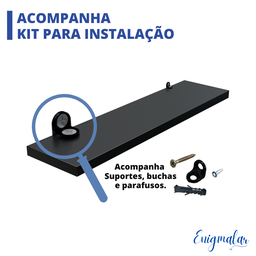 Kit 2 Prateleira Preta 30X10 + Suporte Flutuante Mdf  Organizadora Decoração Cozinha Banheiro Sala - 5