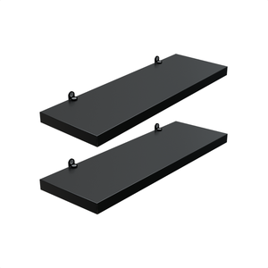 Kit 2 Prateleira Preta 30X10 + Suporte Flutuante Mdf  Organizadora Decoração Cozinha Banheiro Sala