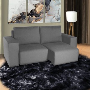 Sofá Menphis 2,50M Tecido Suede Animale Cinza