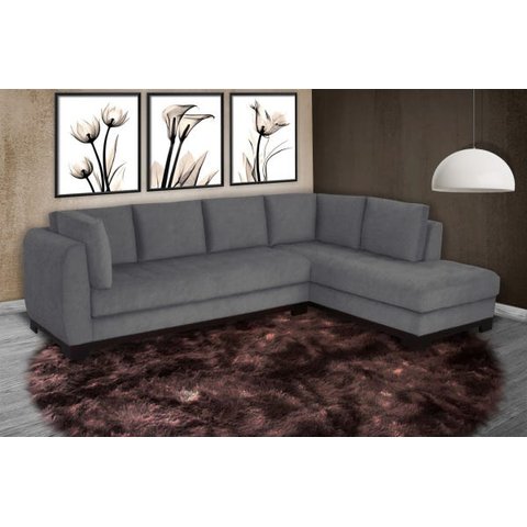 Sofá Dumont 290x230 Tecido Veludo Molhado Cinza