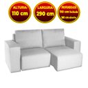 Ver imagem 2 de Sofá Menphis 2,90M Tecido Suede Amassado Branco