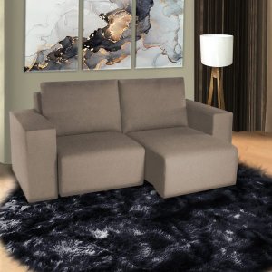 Sofá Menphis 2,50M Tecido Suede Amassado Bege