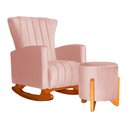 Ver imagem 1 de Poltrona Balanço C/ Puff Melinda Veludo Rosa - Lm Decor