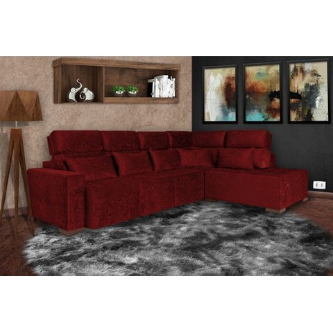 Ferrara Retrátil e Reclinável 3,00M x 2,30M Sued Amassado Vermelho