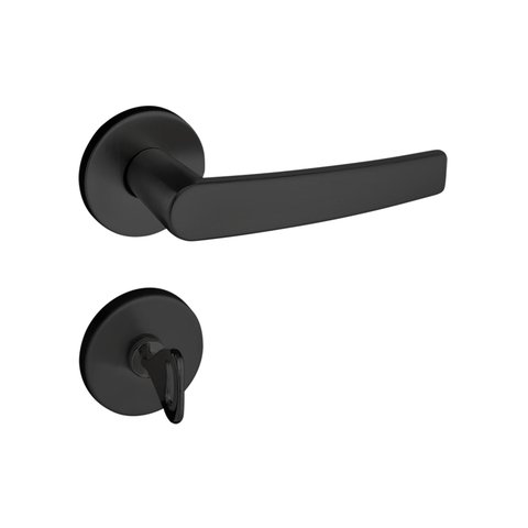 Fechadura Banheiro Pado Concept Roseta Redonda Preta 40mm 401B