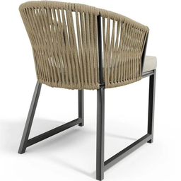 Conjunto com Mesa Ripada 1,00m Moderna + 4 Poltronas Corda Nautica Areia - 6
