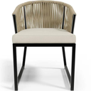 Ver imagem 5 de Conjunto com Mesa Ripada 1,00m Moderna + 4 Poltronas Corda Nautica Areia