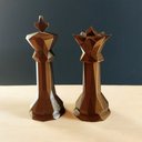 Ver imagem 1 de Estatuetas Rei e Rainha - Peças decorativas De Xadrez - Decoração - Toque 3D:Bronze