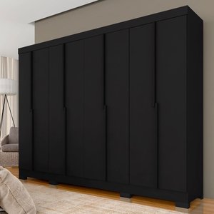 Guarda Roupa Casal Liz 8 Portas 2 Gavetas Preto Fosco - M.a Preto Fosco