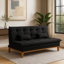 Ver imagem 1 de Sofá Cama Reclinável Melim 2 Lugares Confortável Suede Pés de Madeira