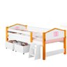 Cama Infantil Solteiro Casinha Com Baús Branco Rosa Elza Divaloto - 2