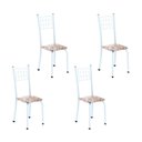 Ver imagem 1 de Kit 4 Cadeiras Tubular 95x37x40 cm Dany Branco Botanic Bege/Branco