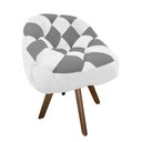 Ver imagem 2 de Poltrona Paloma Escritório Sala Giratória Madeira Suede Branco e Suede Cinza - Dominic Decor