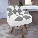 Ver imagem 1 de Poltrona Paloma Escritório Sala Giratória Madeira Suede Branco e Suede Cinza - Dominic Decor