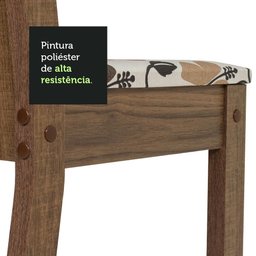 Conjunto Sala de Jantar Mesa Tampo de Vidro 4 Cadeiras Rustic/crema/hibiscos Perla Madesa - 7
