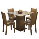 Ver imagem 2 de Conjunto Sala de Jantar Mesa Tampo de Vidro 4 Cadeiras Rustic/crema/hibiscos Perla Madesa